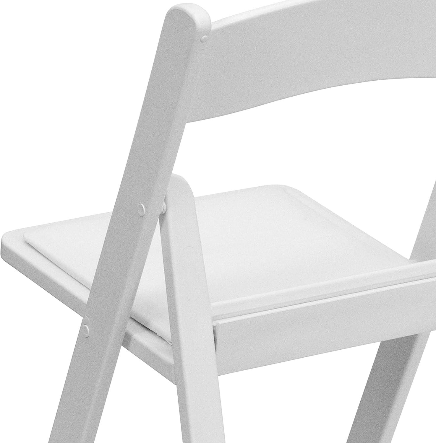 Hercules Series Elegant White Resin Folding Chair with Detachable Cushion