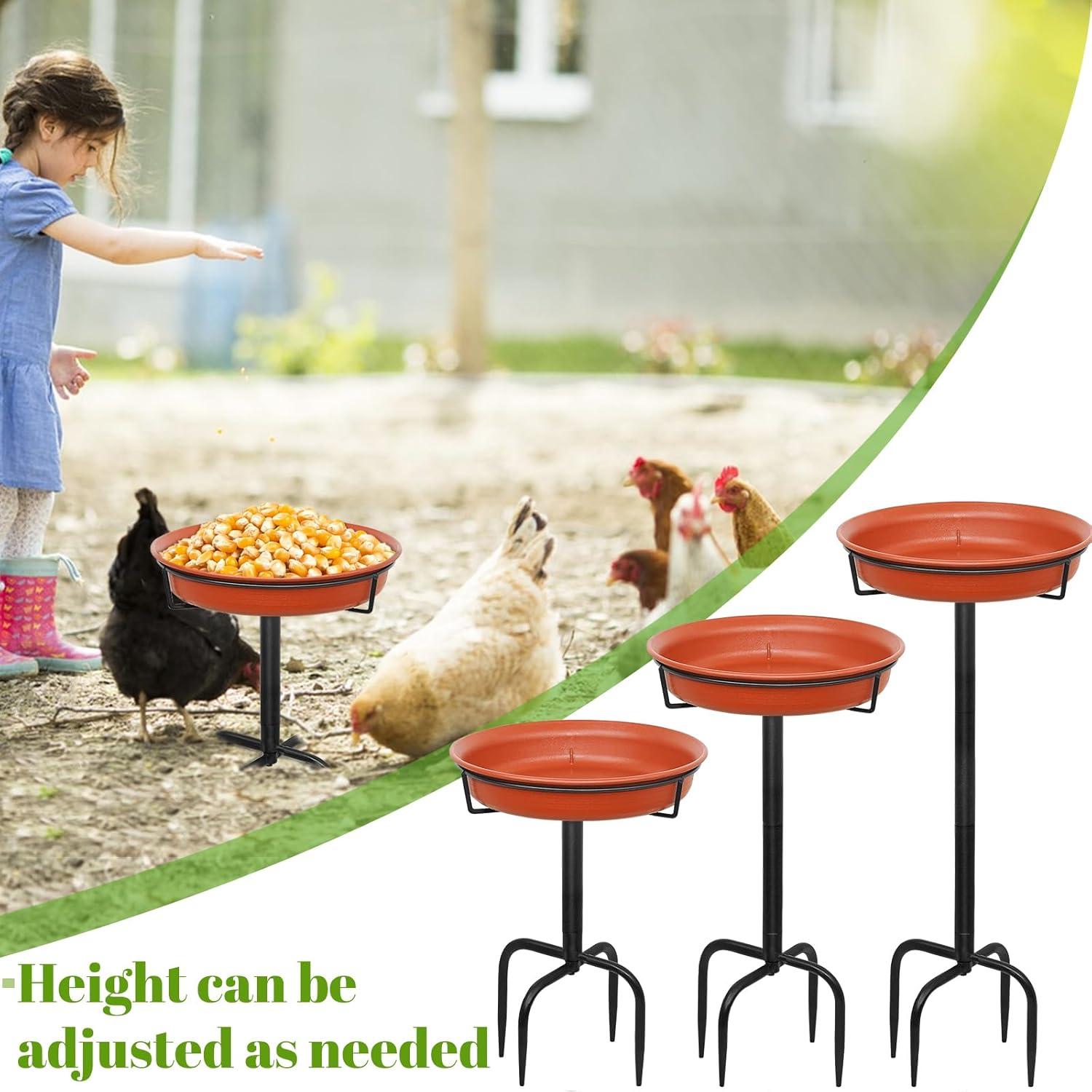 Freestanding Birdbaths Bowl Outdoor, Free Standing Garden Bird Bath Bird Feeder Bowl with Metal Stake, Detachable Decoration Spa Birdfeeder for Garden Patio Yard Lawn, 4 Spiky Feet (Brown)