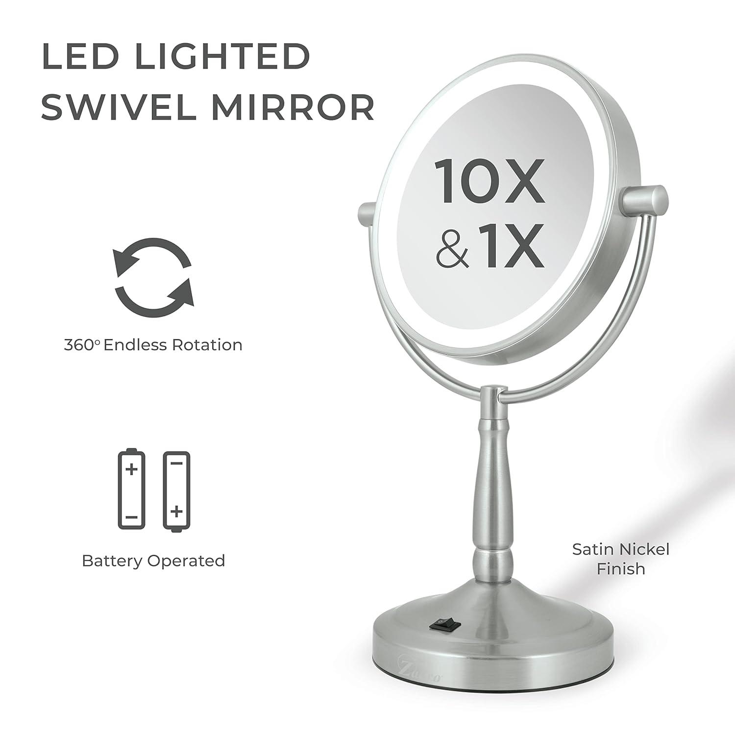 Zadro LED Lighted Makeup Mirrors for Women w/ Magnification & Cordless