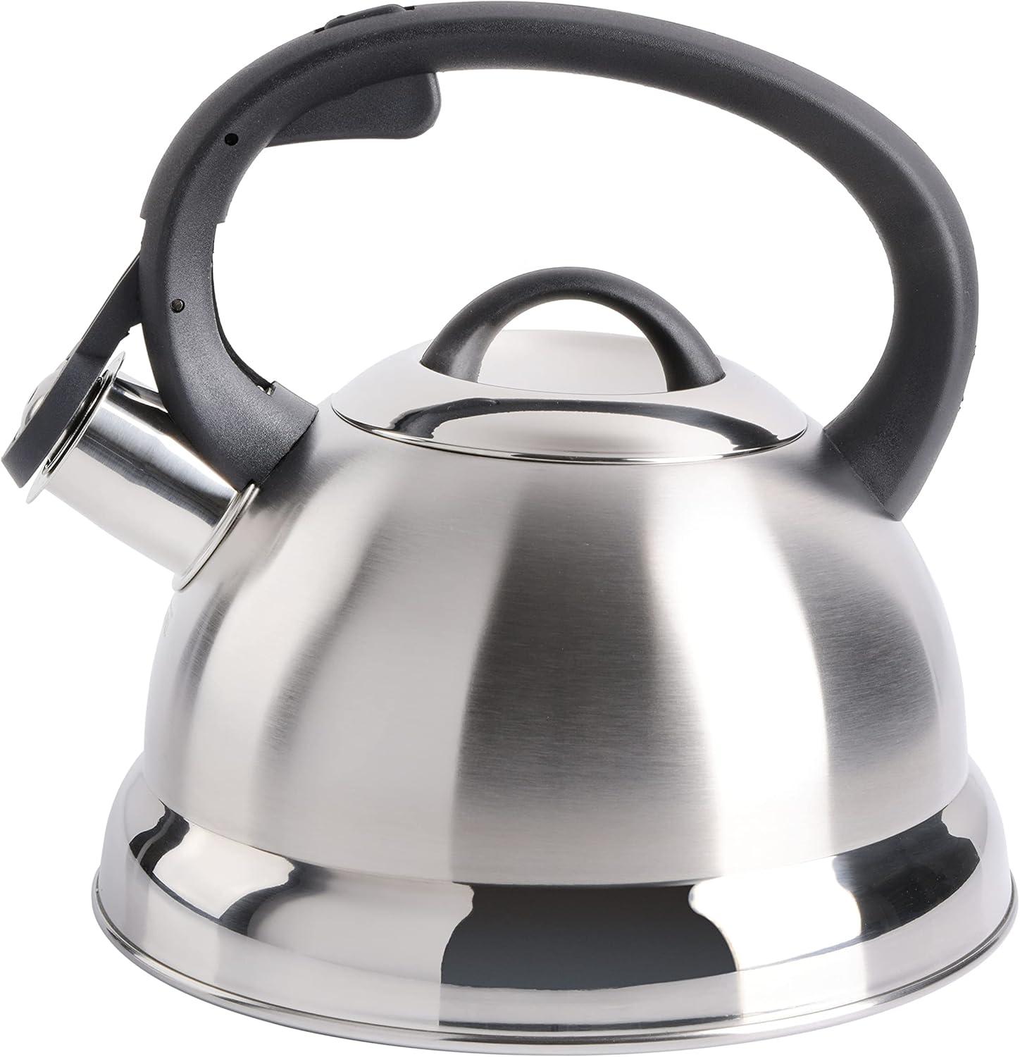 Mr. Coffee Flintshire Stainless Steel Whistling Tea Kettle, 1.75-Quart, Brushed Satin