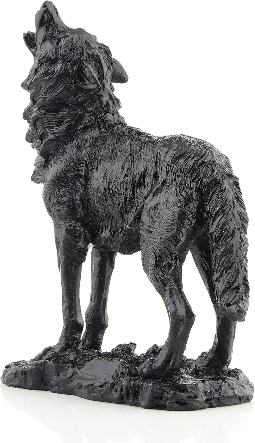 EIMELI Howling Black Wolf Sculpture And Decorative Figurine For Indoor Home Decorative Ornaments