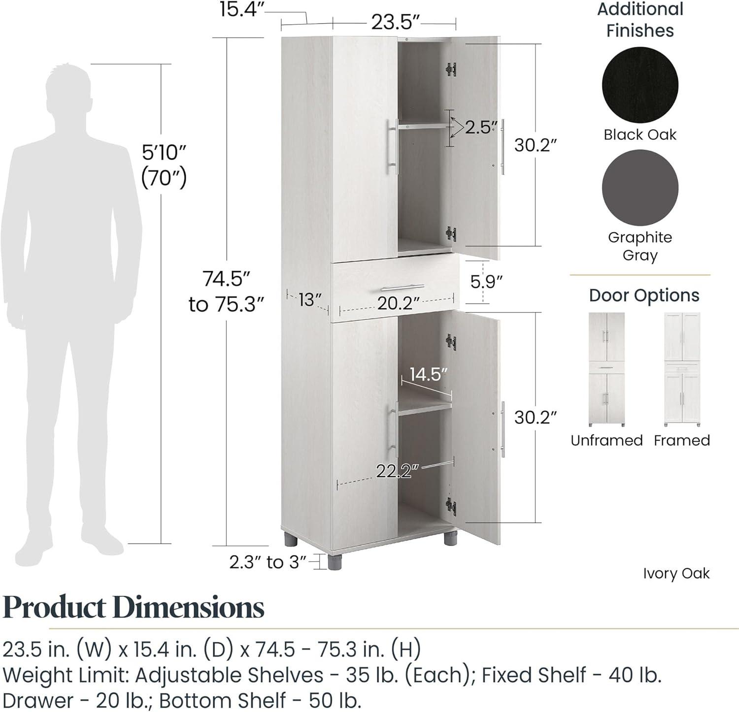 Camberly 4 Door/1 Drawer Storage Cabinet, Graphite Gray