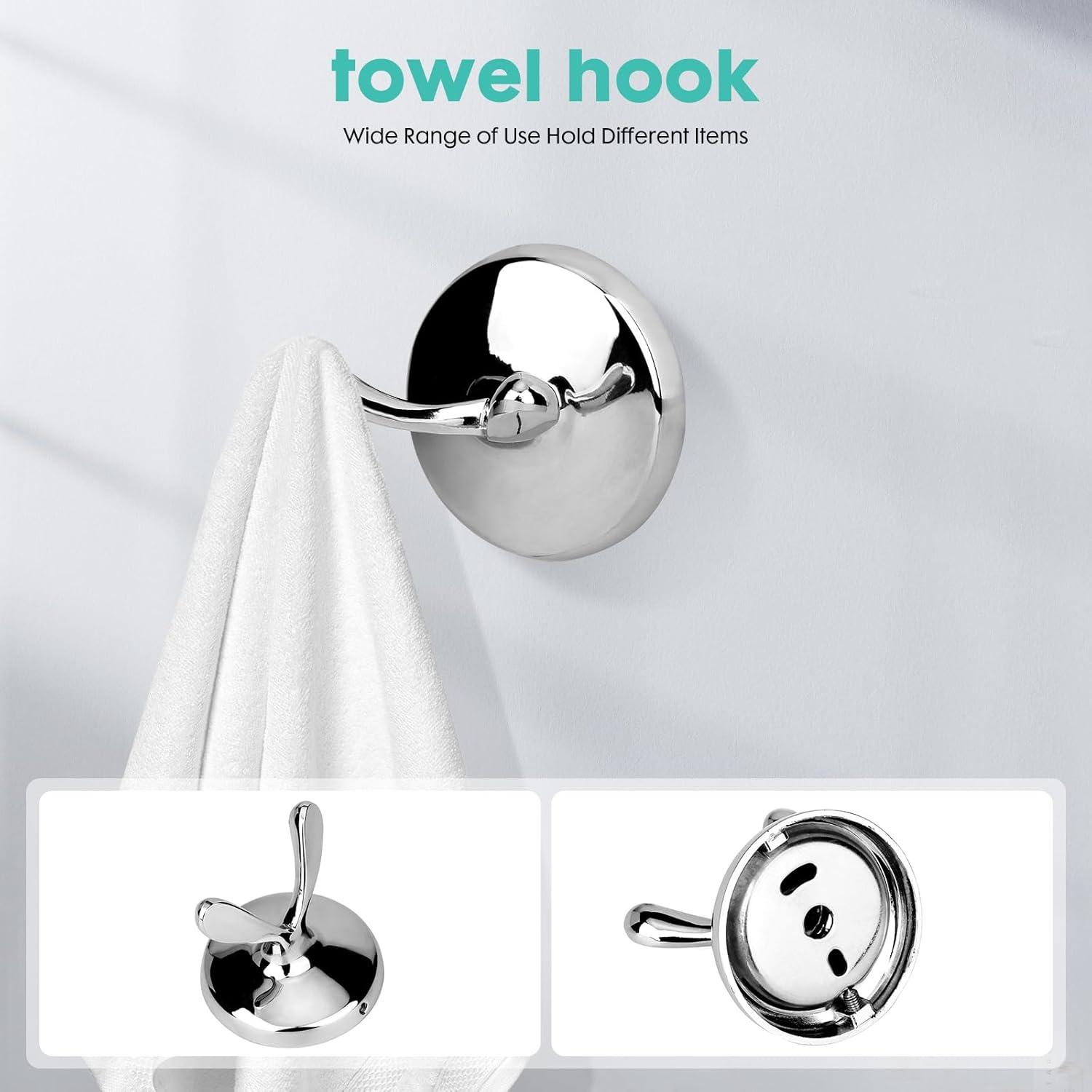 4-Piece Bathroom Hardware Accessory Set With 24" Towel Bar (Chrome Finish)