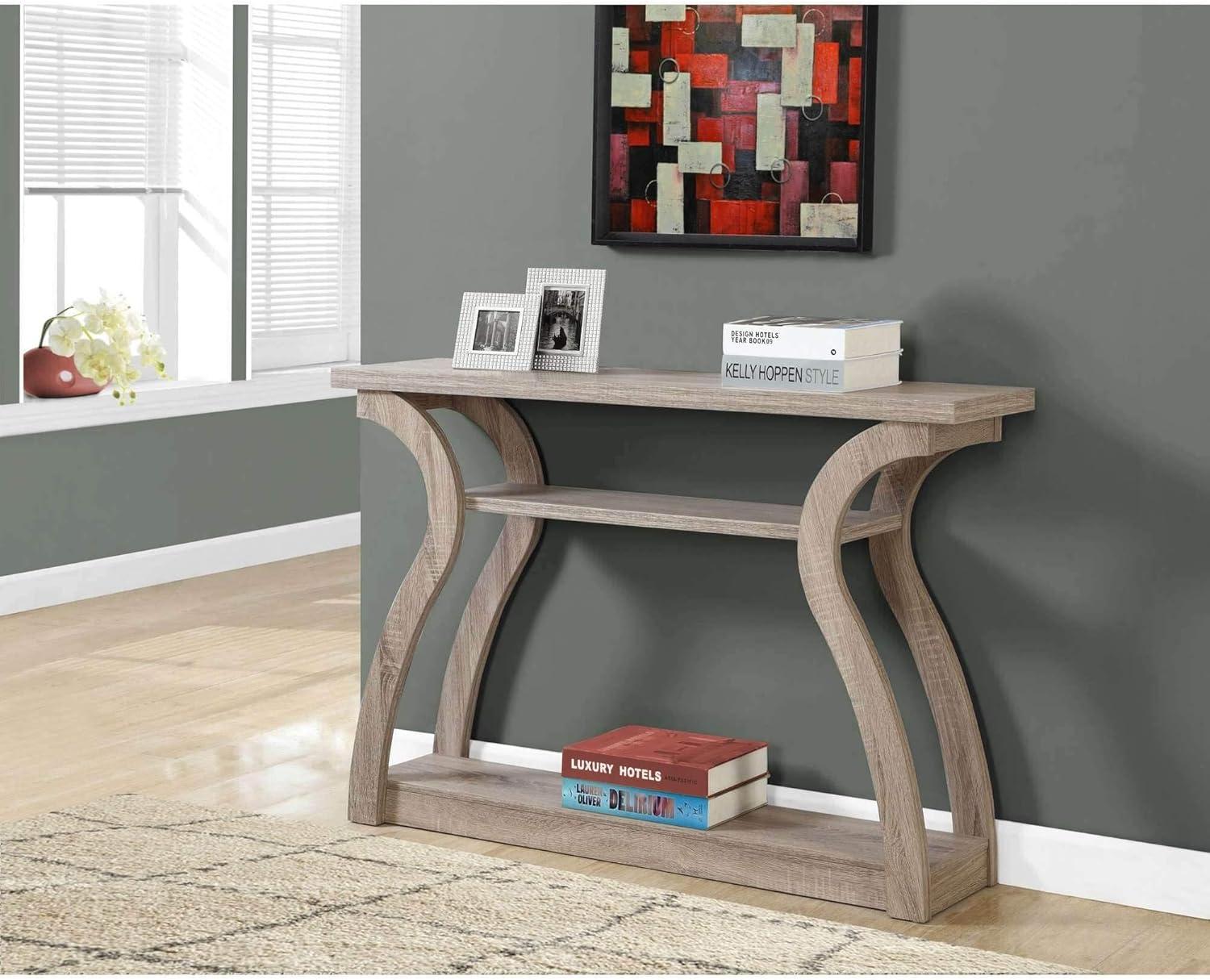 Contemporary Dark Taupe Wood 47" Rectangular Console Table with Storage