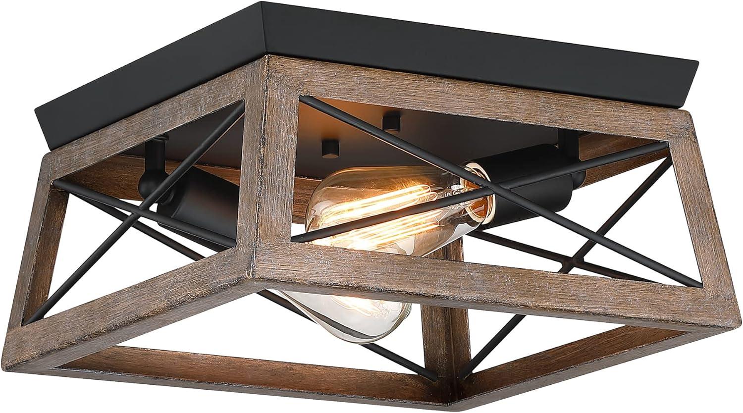2-Light Finished Cage Classic Modern Dimmable Flush Mount Light