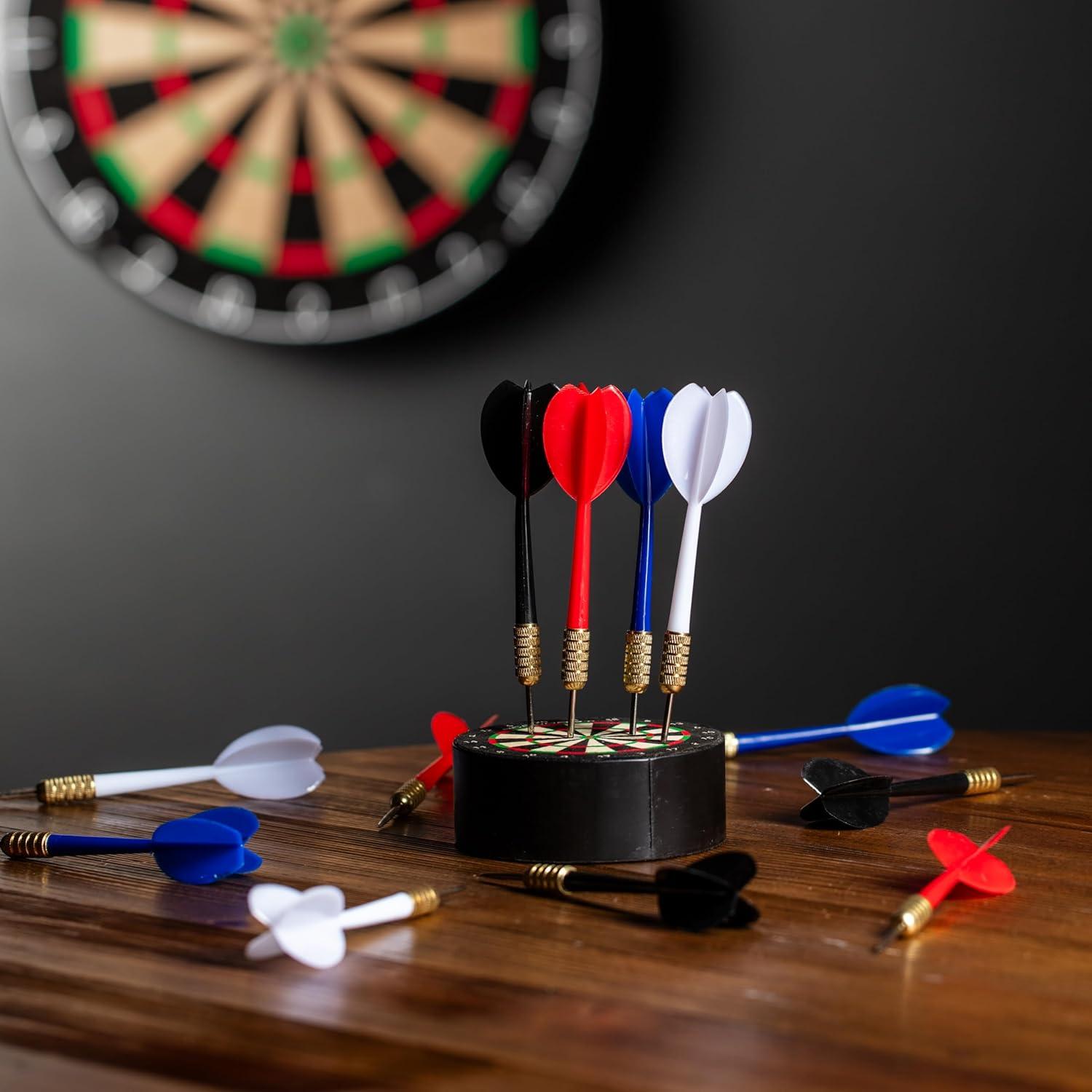 Accudart 12pk Steel Tip Dart Set - 4 Team Colors - White, Blue, Red, Black - Steel Barrels - Multi Use - One Piece Construction