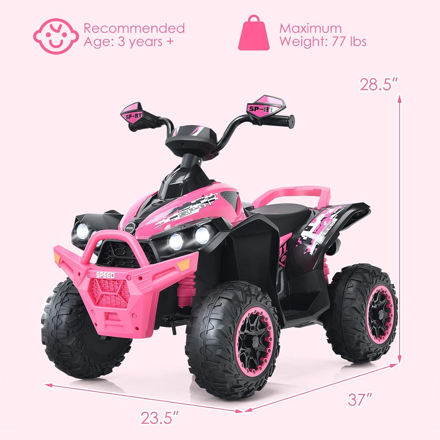 Infans 12V Battery Powered Kids Ride On ATV Electric 4-Wheeler Quad Car w/ MP3 & Light