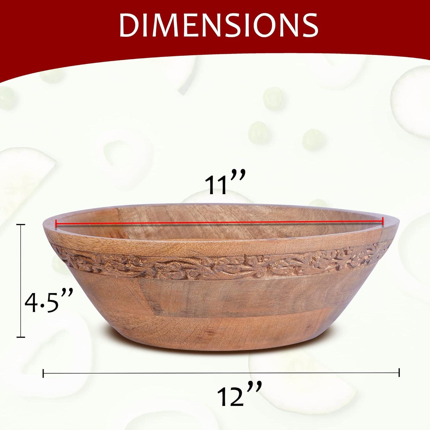 Medium Burnt Mango Wood Decorative Serving Bowl