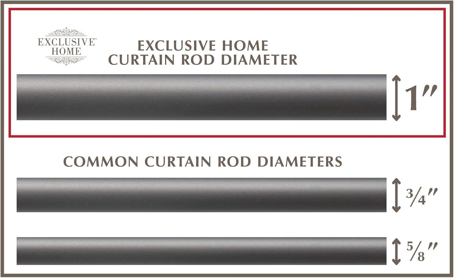 Exclusive Home Ogee 1" Curtain Rod and Coordinating Finial Set, Gunmetal, Adjustable 36"-72"