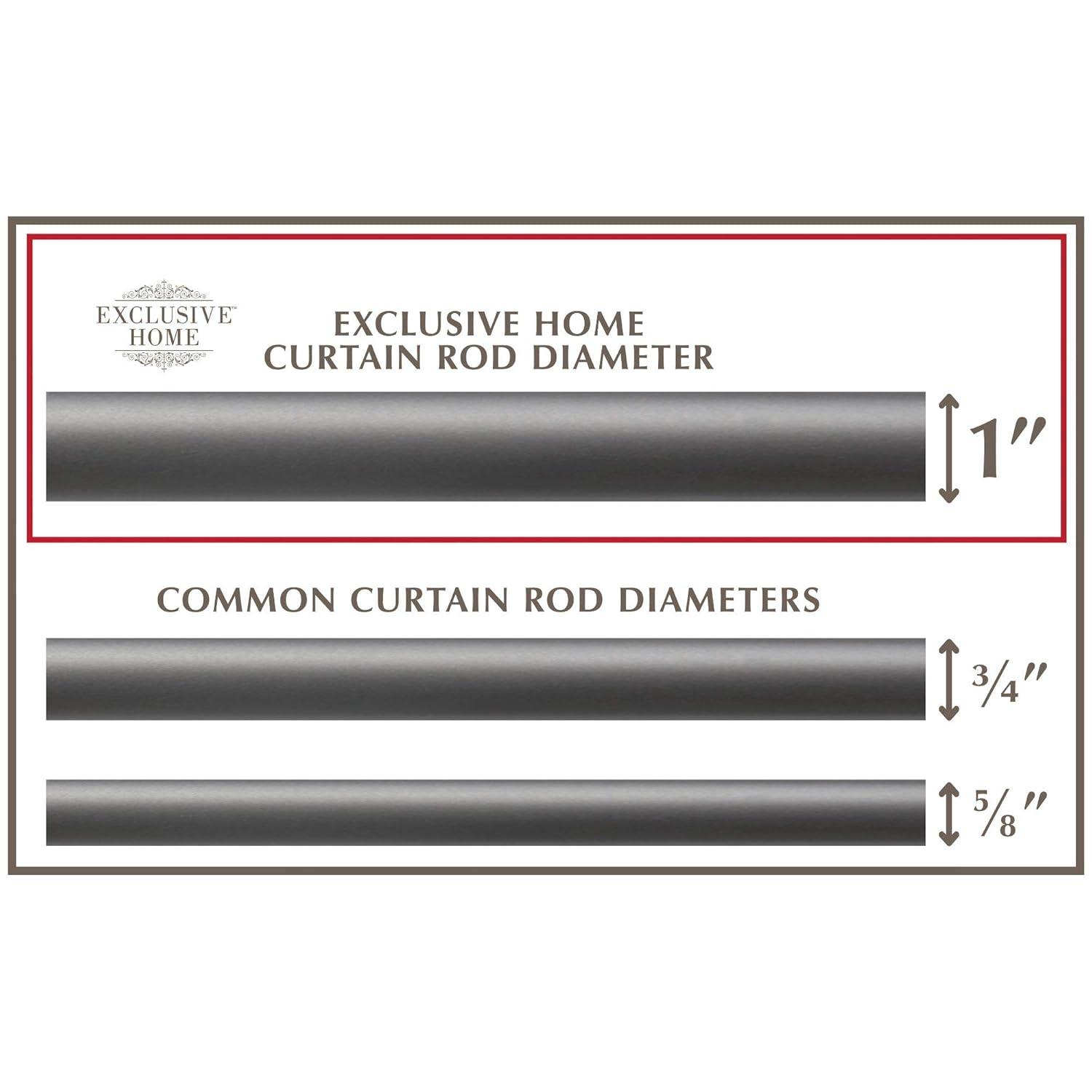 EXCLUSIVE HOME Ogee 1" Curtain Rod and Coordinating Finial Set, Gunmetal, Adjustable 36"-72"