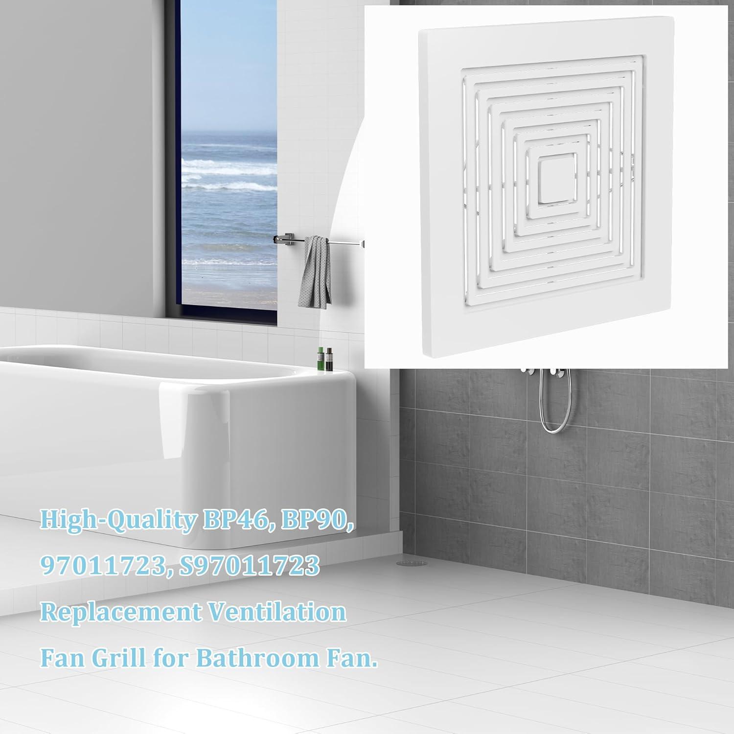 Broan-NuTone BP90 Replacement Grille For 688 Fan , White, 9 In. x 9.25 In. x 0.325 In. with 7.25 and 7.5 in. housing