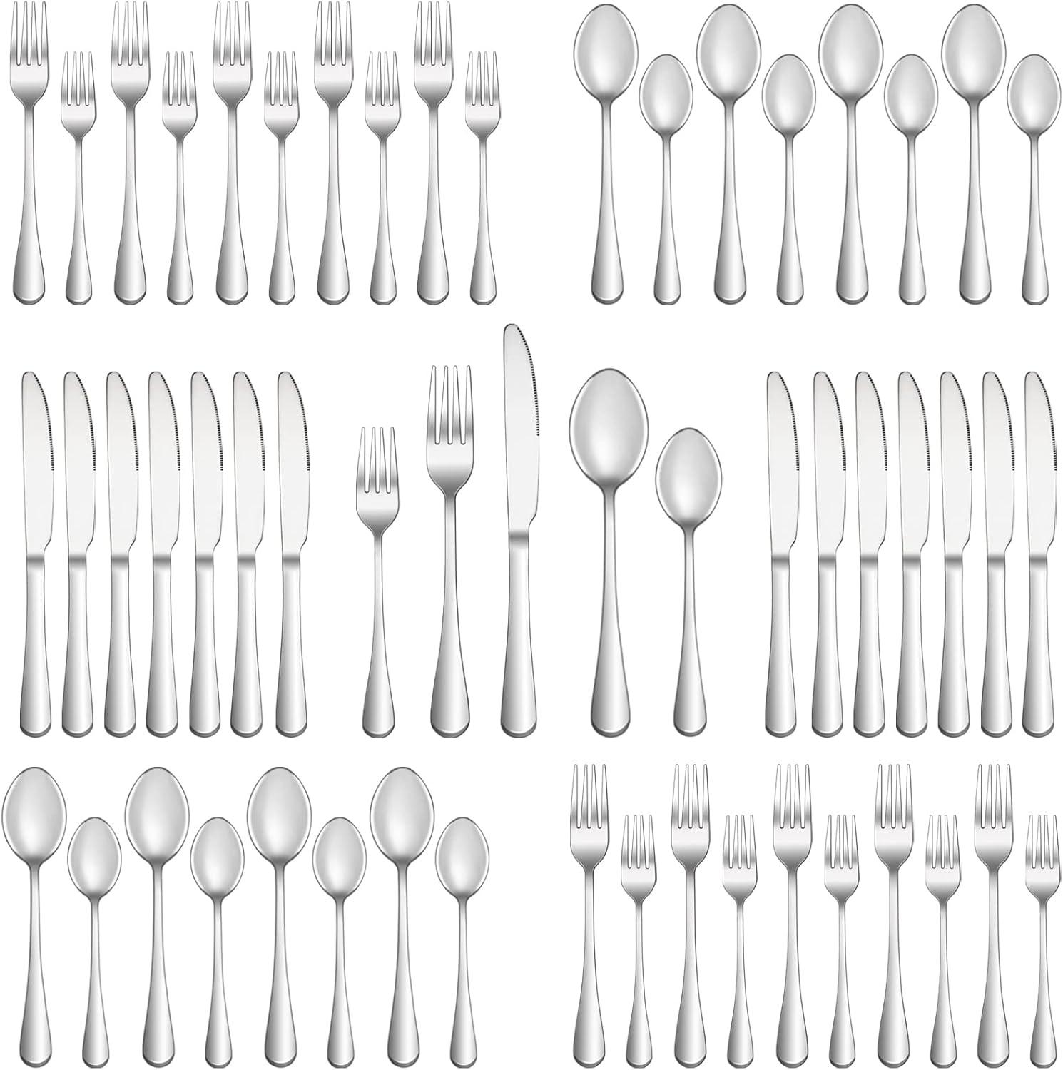 40-Piece Polished Stainless Steel Flatware Set for 8