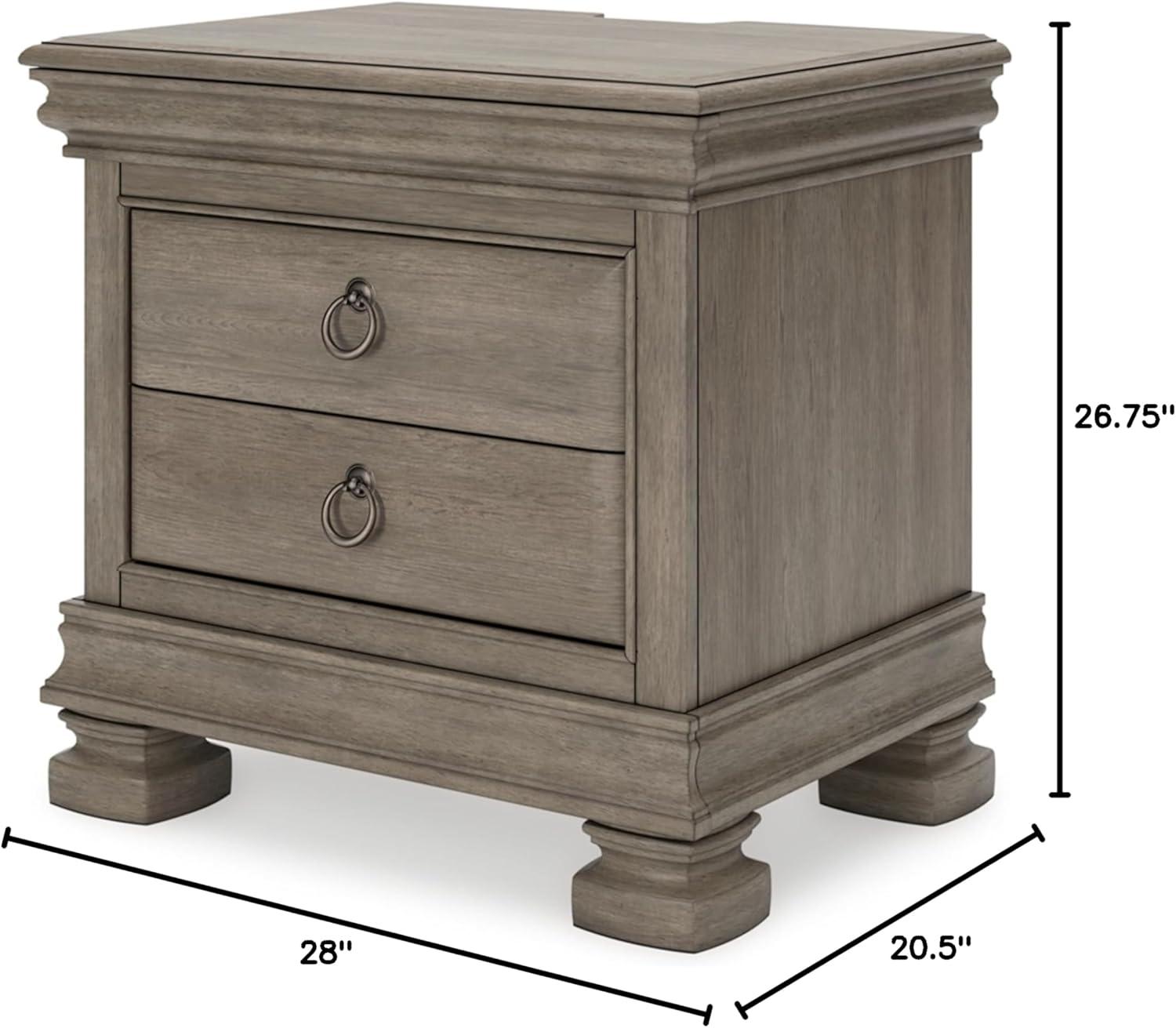 Lexorne 3 Drawer Nightstand in Gray