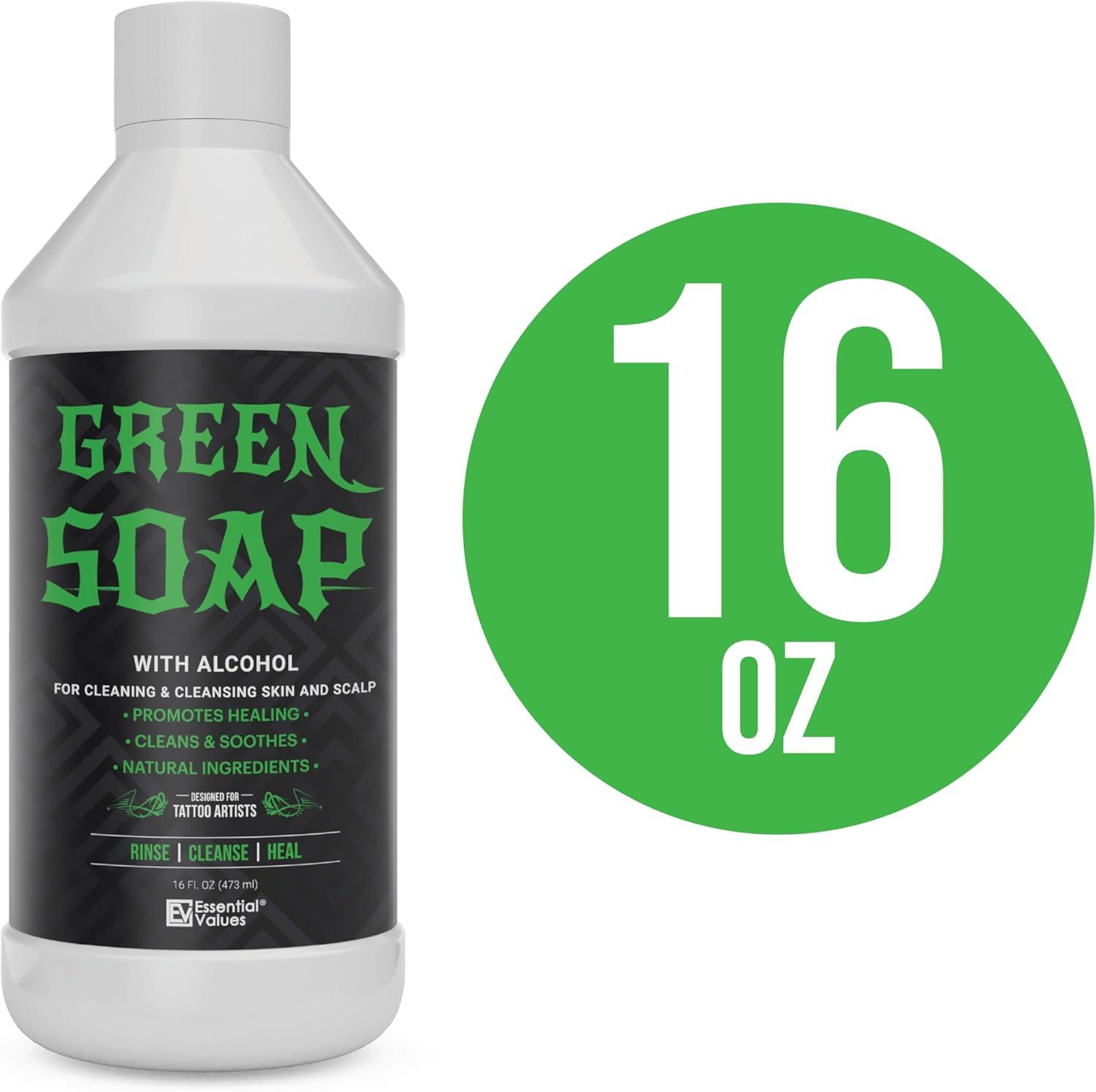 Essential Values Tincture Green Soap, Perfect for Tattoo Cleaning - Made in USA