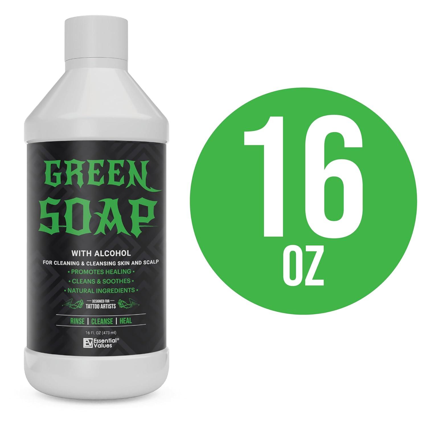Essential Values Tincture Green Soap, Perfect for Tattoo Cleaning - Made in USA