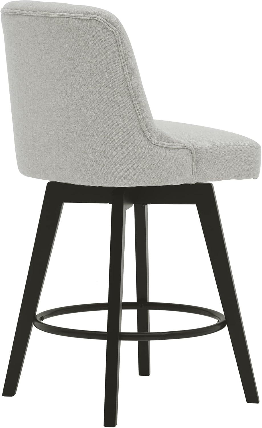 MINCETA Counter Stool,26" 360 Free Swivel Upholstered Bar Stool with Back-Set of 2-Performance Fabric in Beige Gray