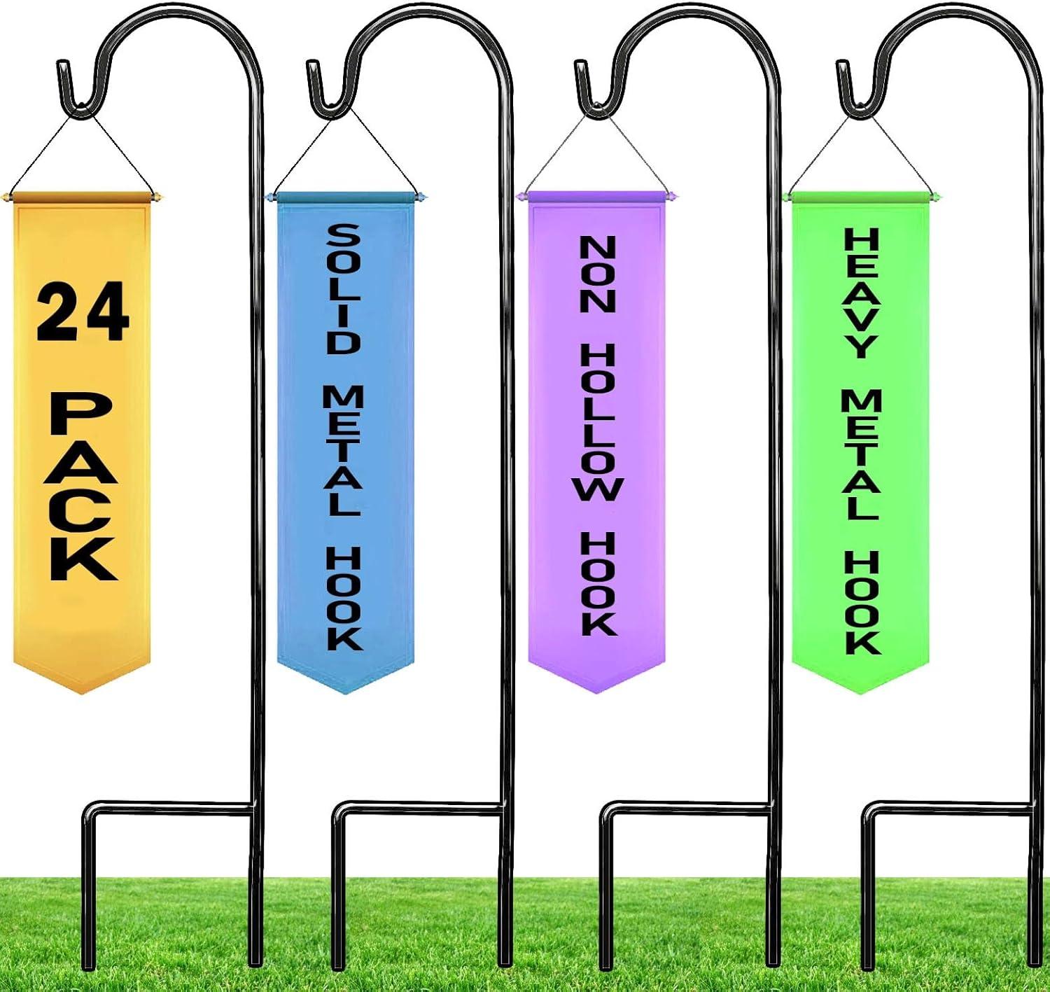 Black Metal 35-Inch Shepherd's Hooks for Garden Decor