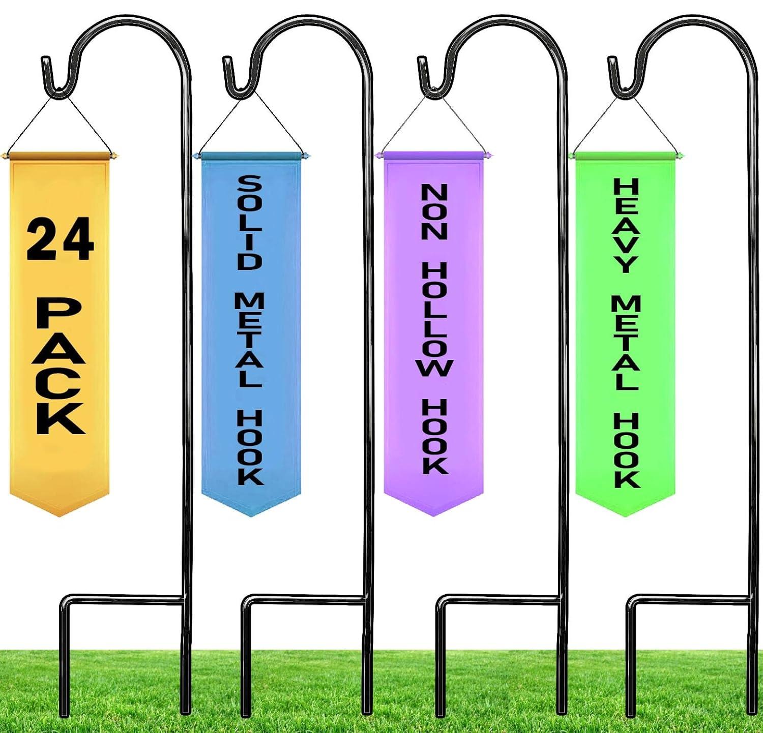 Black Metal 35-Inch Shepherd's Hooks for Garden Decor