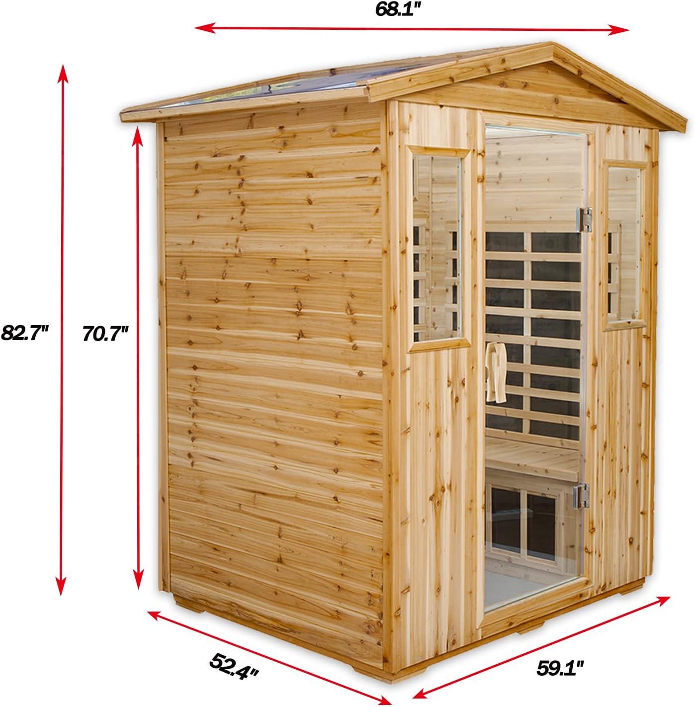 4-Person Light Brown Hemlock Infrared Outdoor Sauna