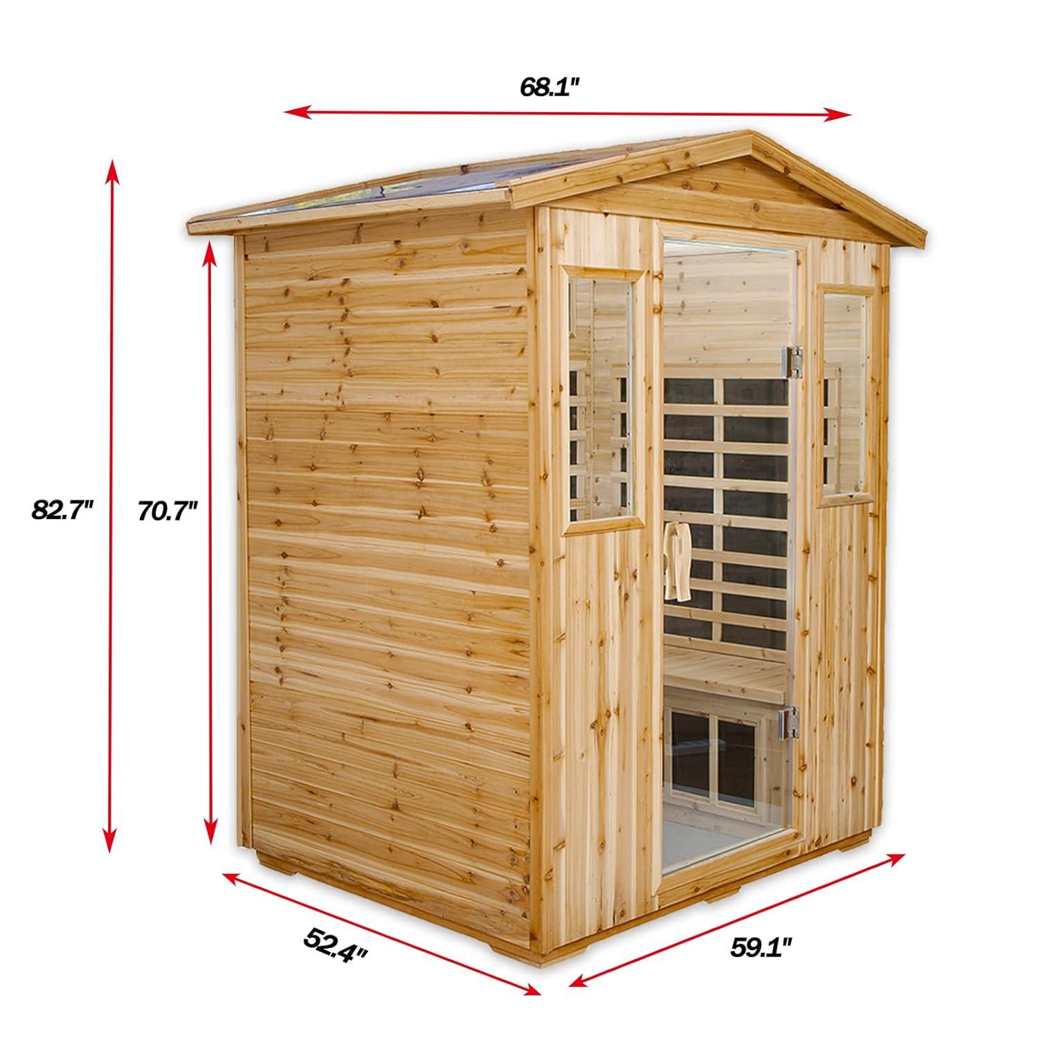 Saunas 904V Far Infrared Sauna, Outdoor Wooden Dry Sauna Low EMF (Hemlock Wood, 4-Person Size)