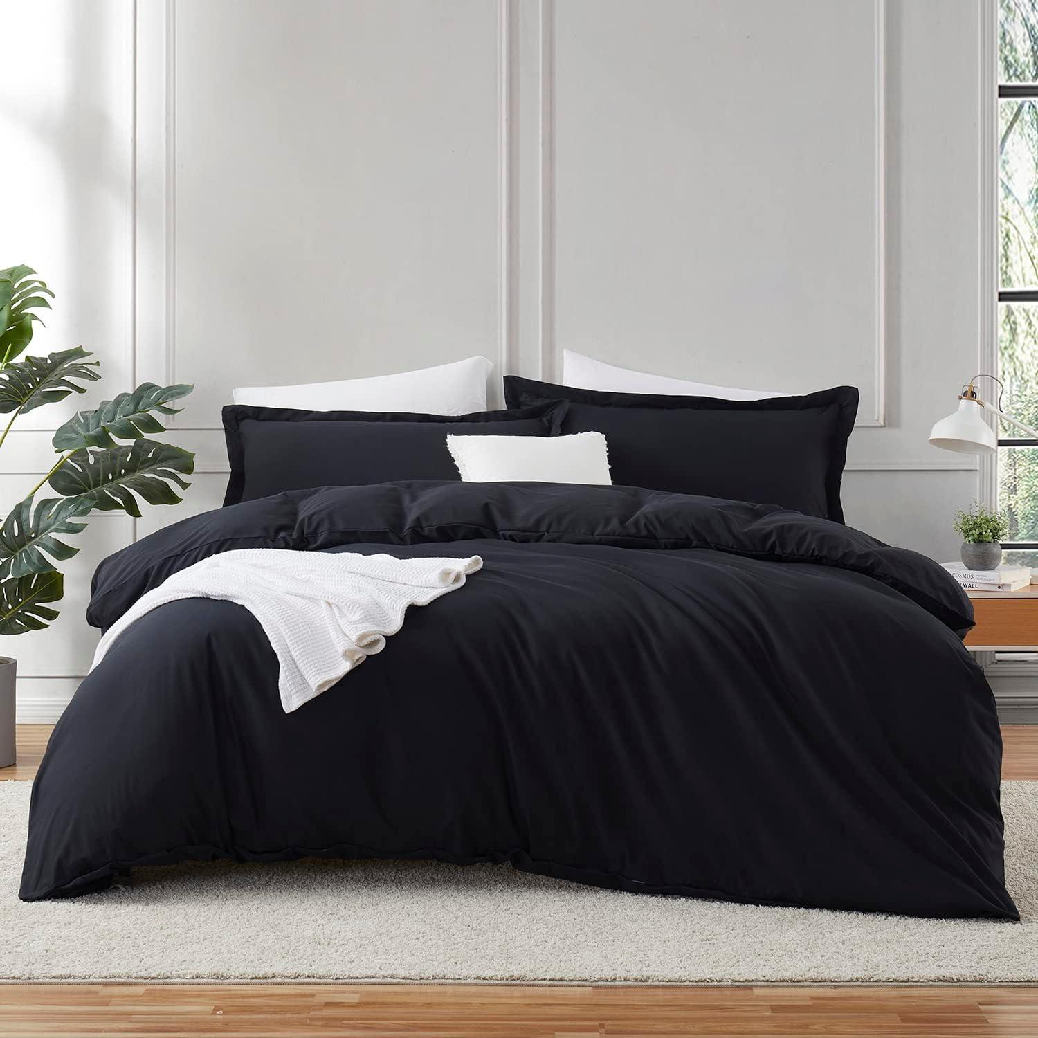 Full Black Double Brushed Duvet Cover Set by Bare Home
