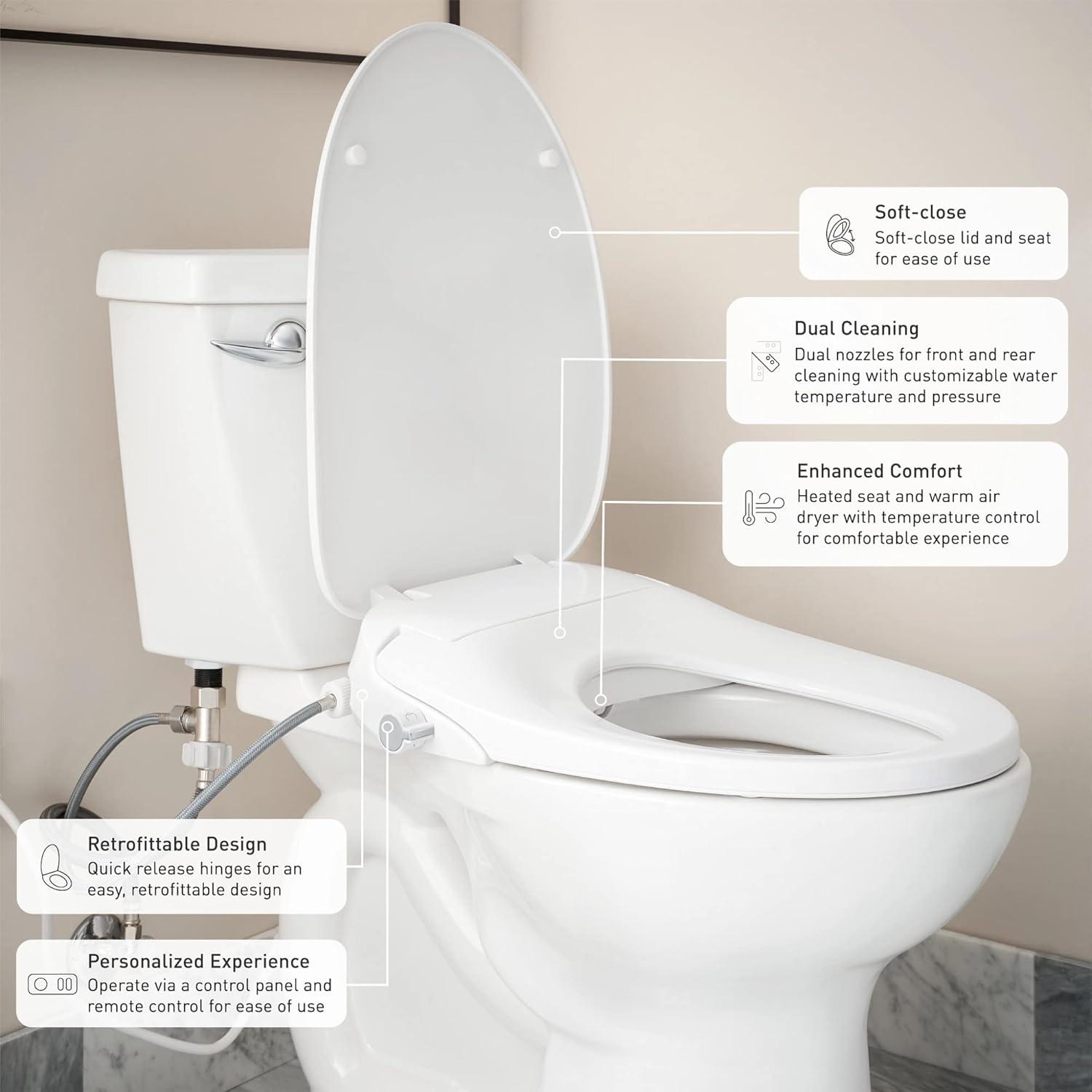 2-Series Non-Electronic Bidet Seat for Elongated Seats in White