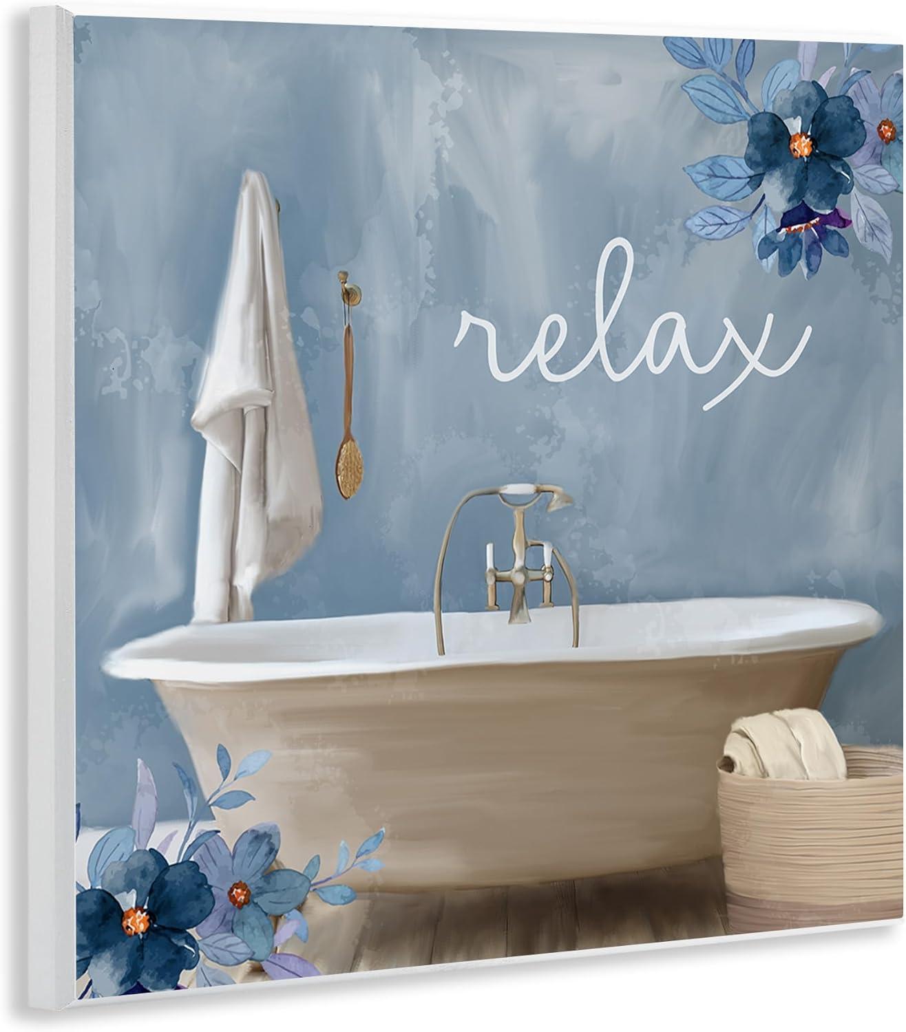 " Blue Floral Relax Bathroom Scene " by Kim Allen