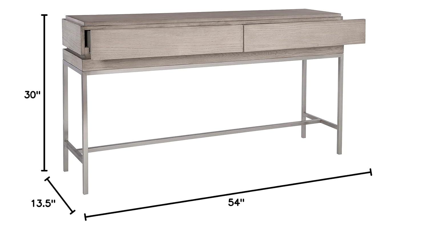 Uttermost Kamala Oak MDF and Stainless Steel Console Table in Mushroom Gray