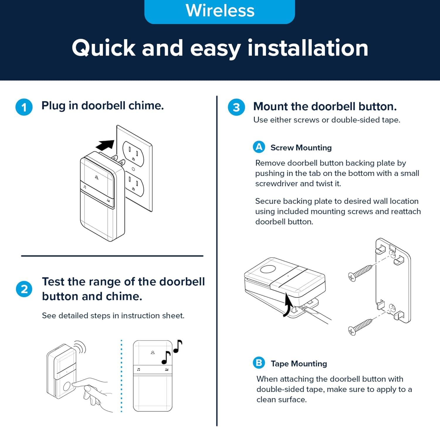 Heath Zenith Piezo Black/White Plastic Wireless Door Chime Kit