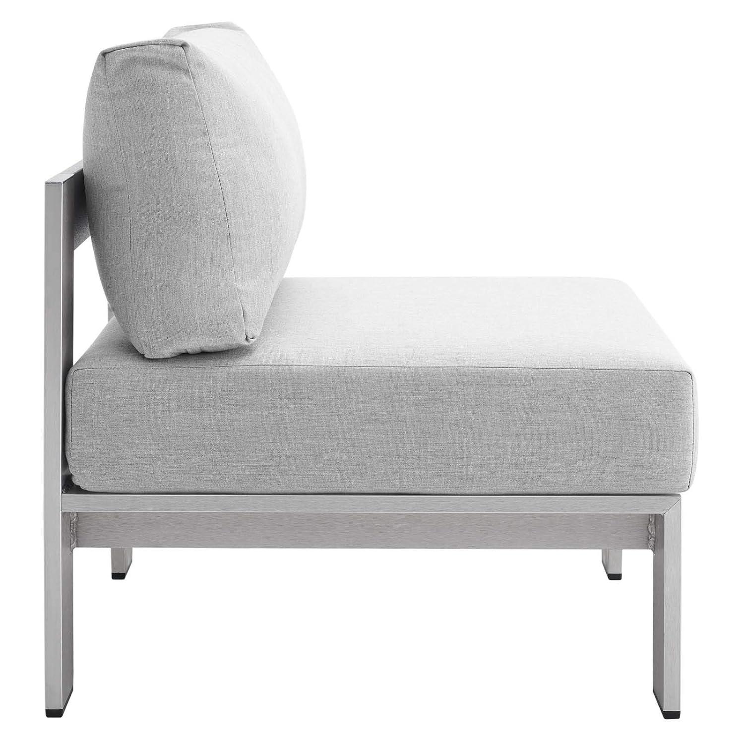 Modway Shore 23.5" Fabric Outdoor Patio Armless Chair in Silver Gray