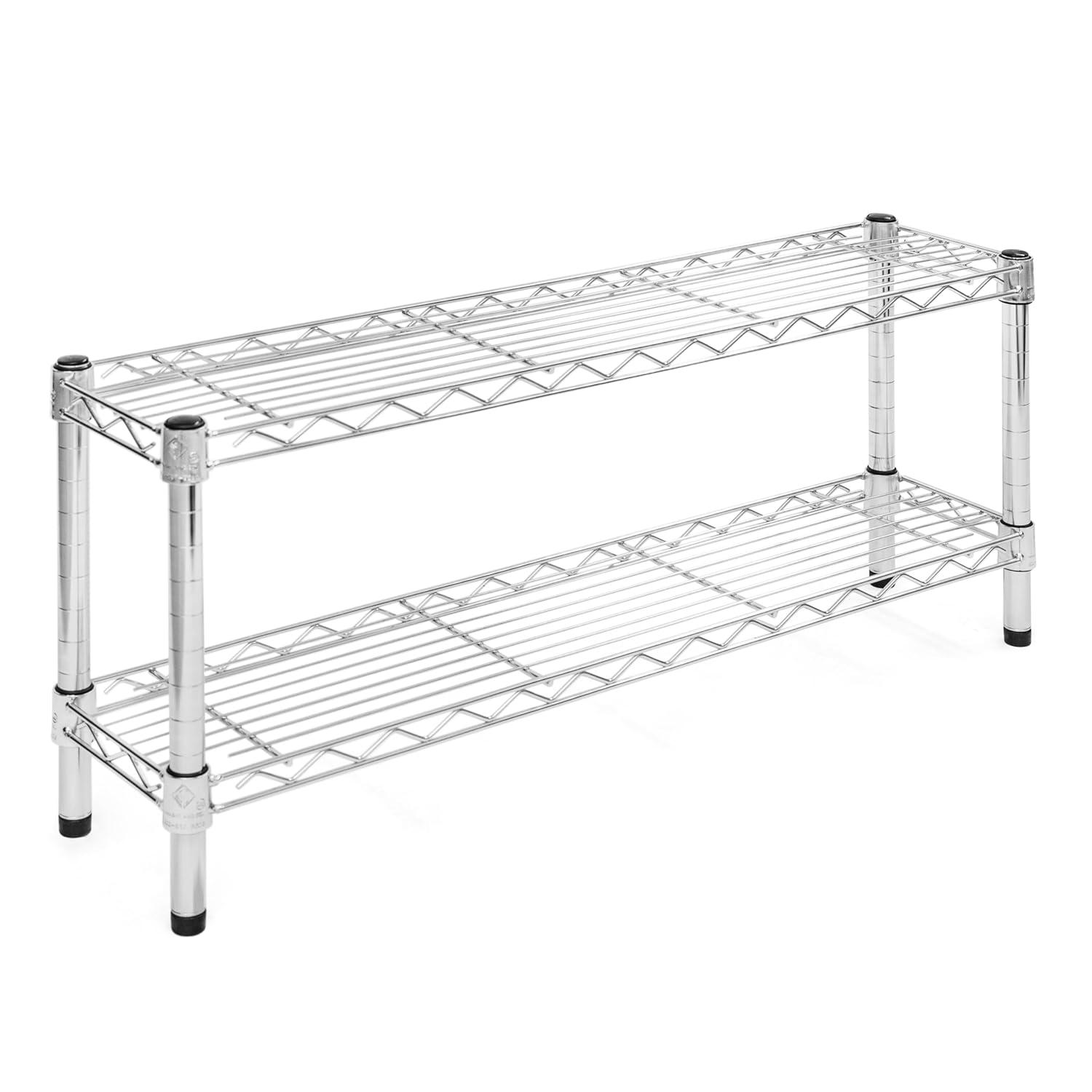 Shelving.com Chrome Wire Shelving with 2 Tier Shelves - 8"d x 36"w x 14"h