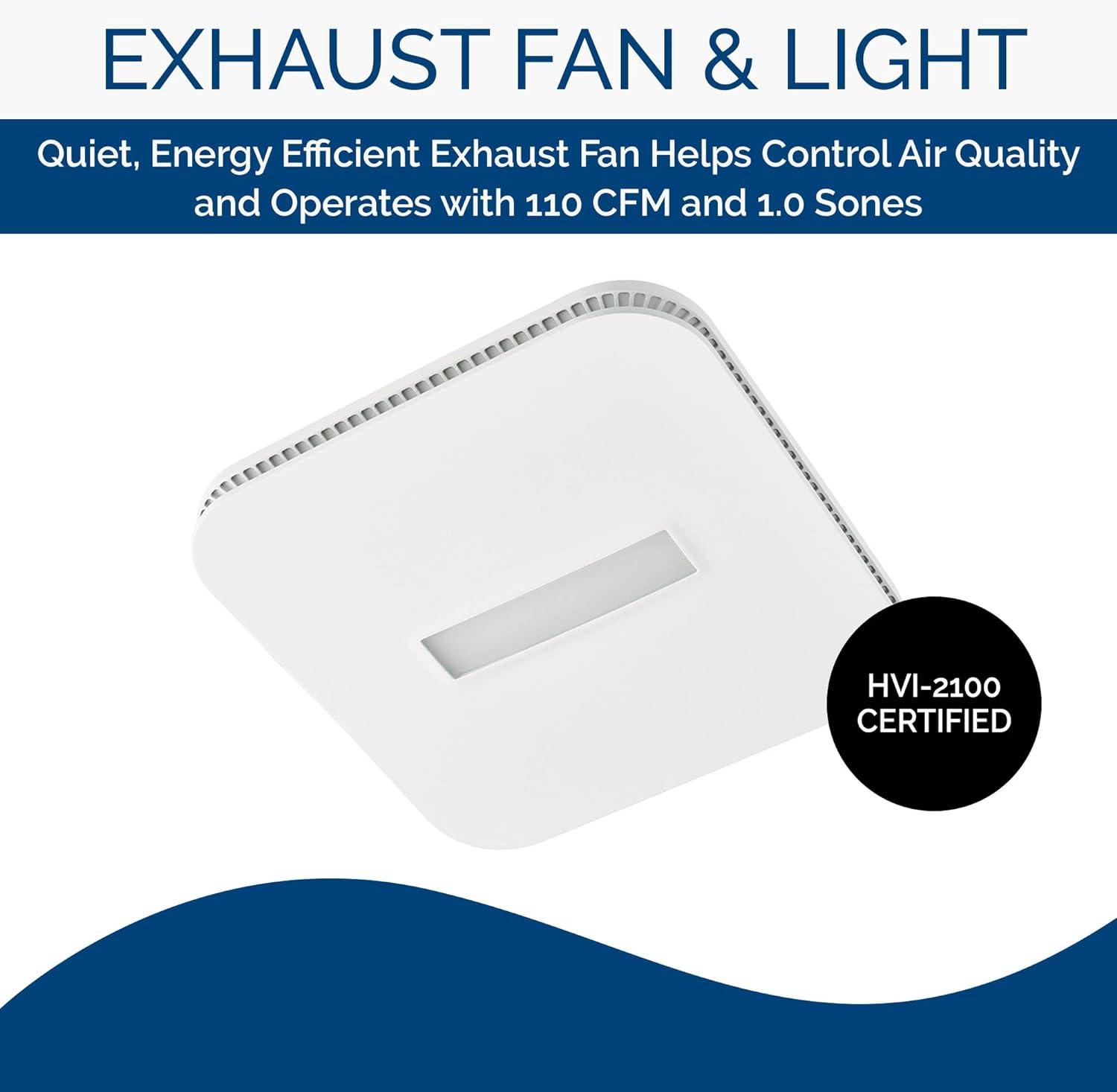 Cleancover Bath, 110 CFM, 1.0 Sone, With Selectable CCT LED Light, Energy Starbath Fan