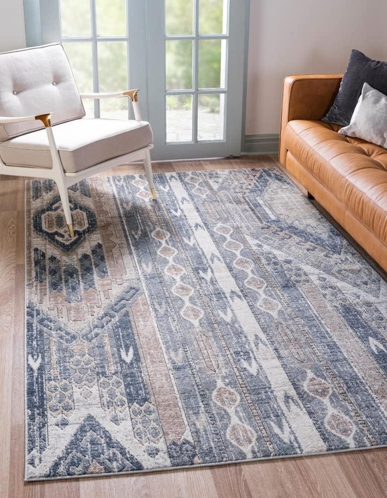 Unique Loom Portland Collection Area Rug - Orford (7' 1" x 10' Rectangle Navy Blue/Blue)