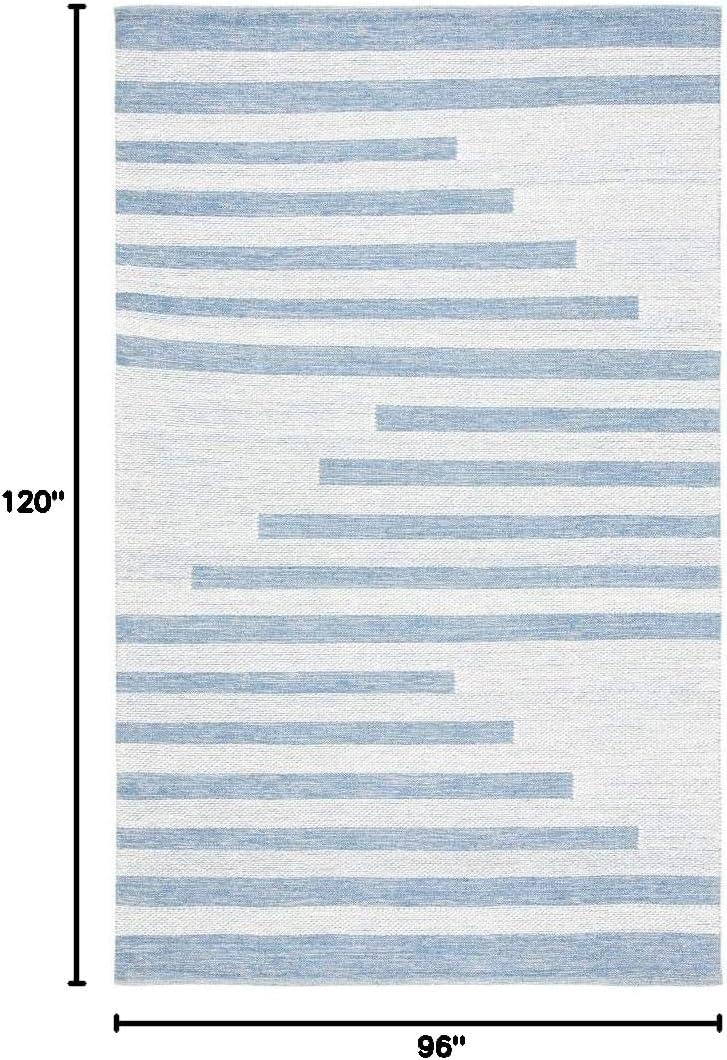 Striped Kilim STK504 Hand Woven Area Rug - Ivory/Blue - 8'x10' - Safavieh.
