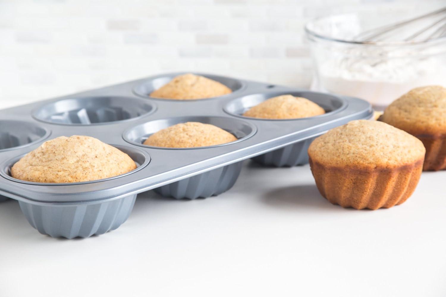 Jumbo Non-Stick Carbon Steel Fluted Muffin Pan