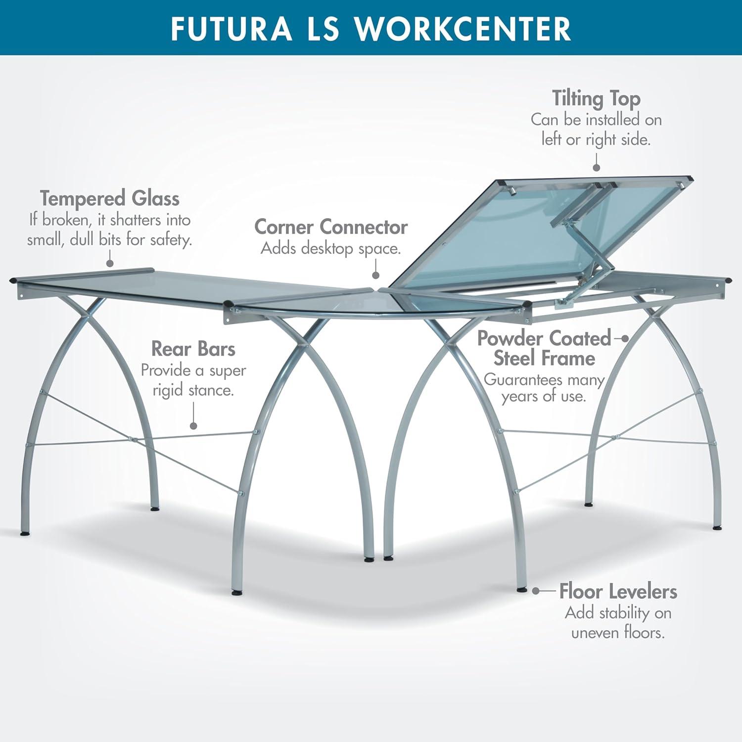 Inbox Zero Courson L-Shaped Glass Top Drafting Table