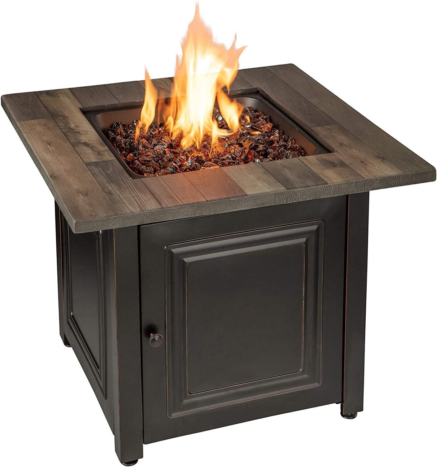 30" Black and Brown Steel and Resin Outdoor Fire Pit