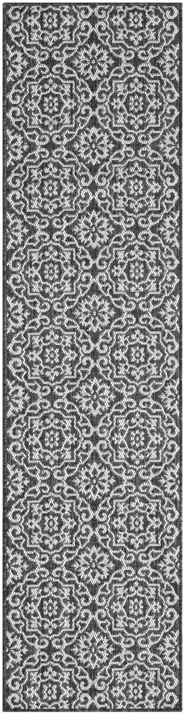 Nicole Miller New York Patio Country Danica Geometric Indoor/Outdoor Area Rug, Black/Grey