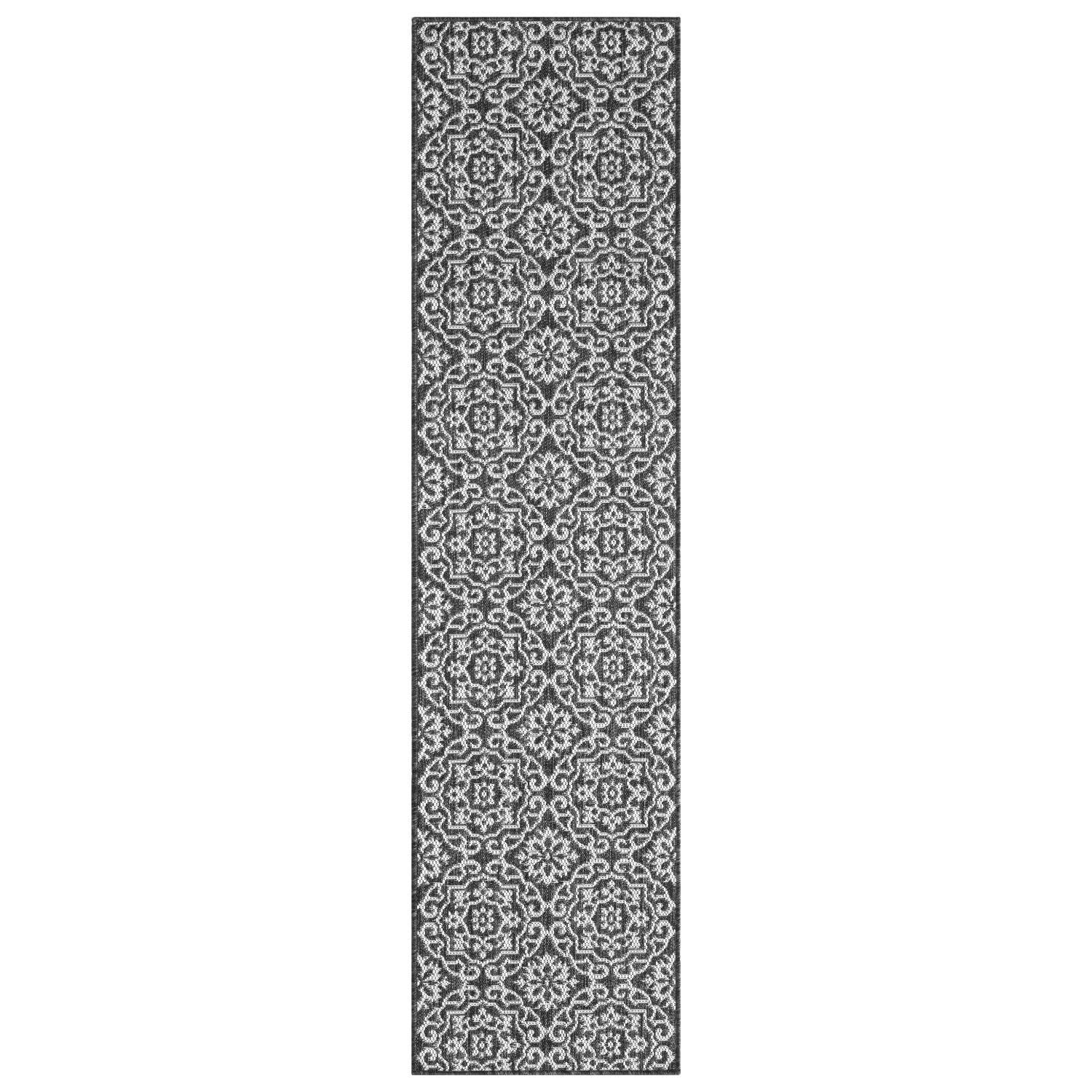 Nicole Miller New York Patio Country Danica Geometric Indoor/Outdoor Area Rug, Black/Grey