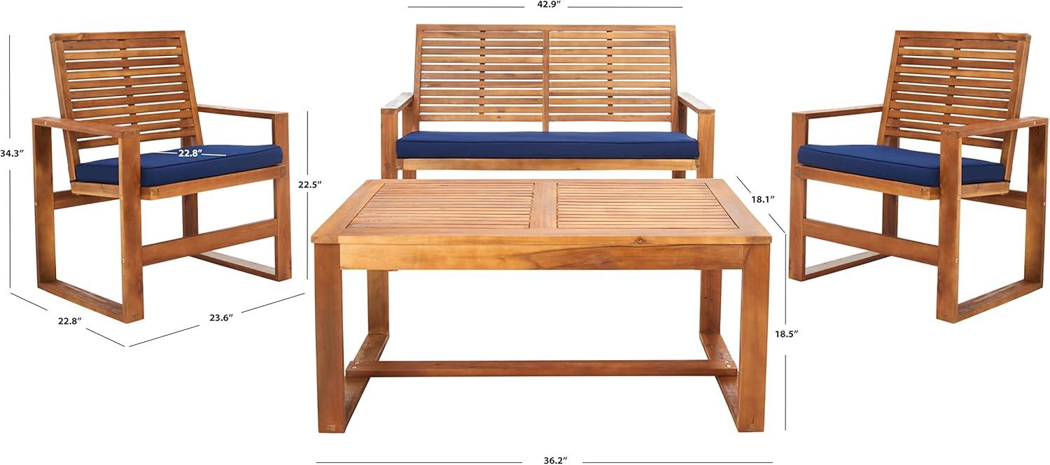 Ozark 4 Piece Set - Indoor/Outdoor - FOX6007 - Natural/Navy - Safavieh