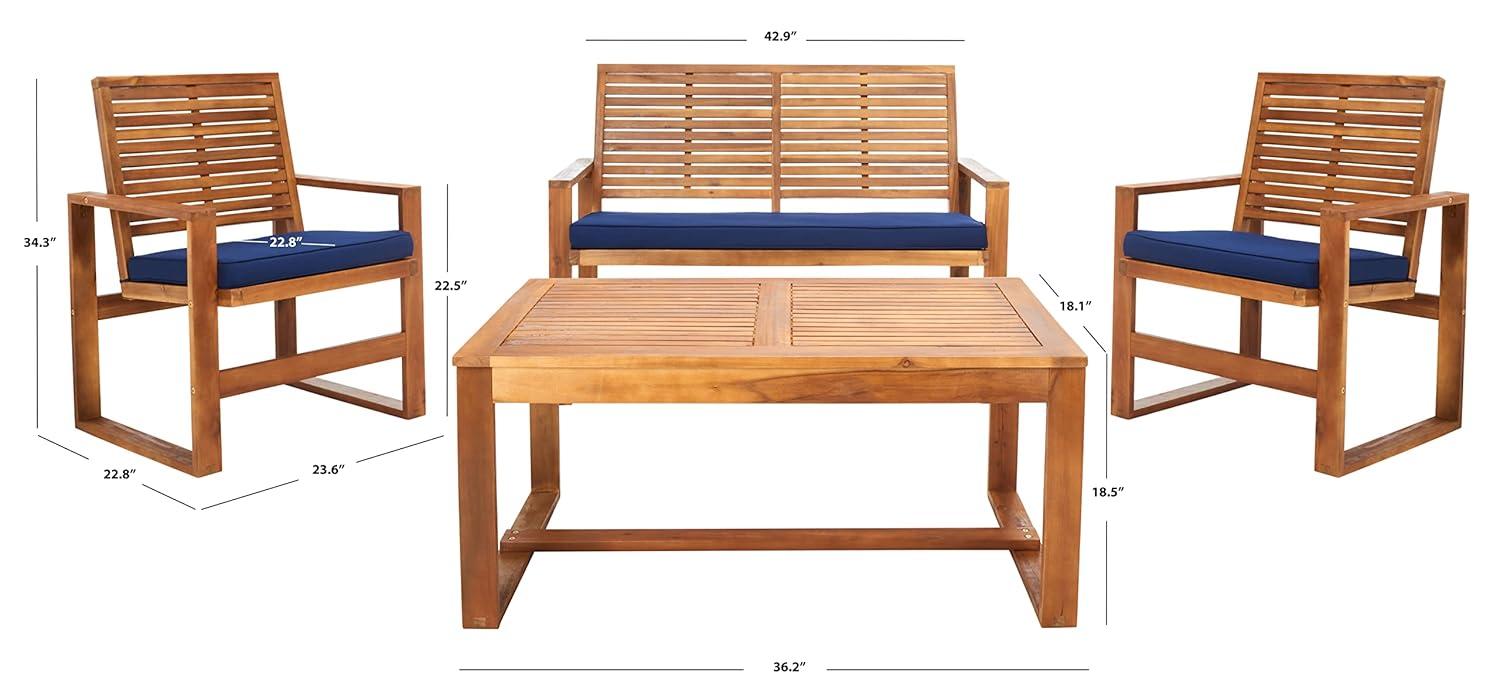 Ozark 4 Piece Set - Indoor/Outdoor - FOX6007 - Natural/Navy - Safavieh