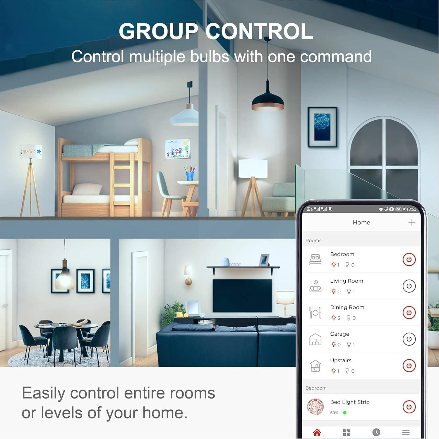 Sengled Smart Light Bulbs, WiFi Light Bulbs, Alexa Light Bulb, Smart Bulbs that Work with Alexa & Google Assistant, A19 Daylight (5000K) No Hub Required, 800LM 60W Equivalent High CRI>90, 2 Pack