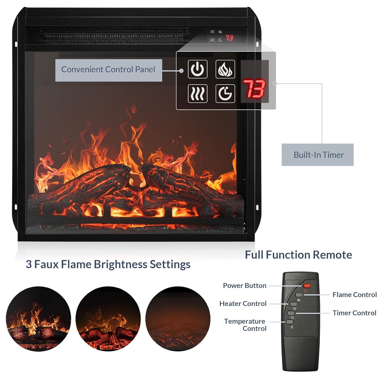 BELLEZE 47" TV Stand with 18" Electric Fireplace, Barn Door TV Stand for TVs up to 50", Modern Farmhouse Media Console with Storage Shelf and Cabinets - Veropeso (Rustic Grey)