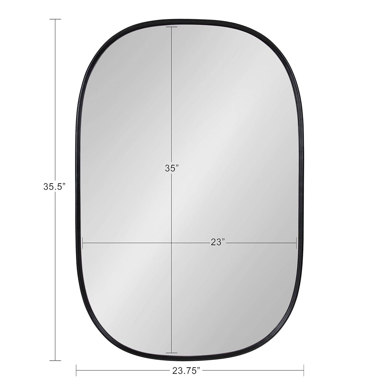 Kate and Laurel Caskill Mid-Century Modern Decorative Wall Mirror, 24" x 35.5", Black, Rounded Edged Rectangular Frame