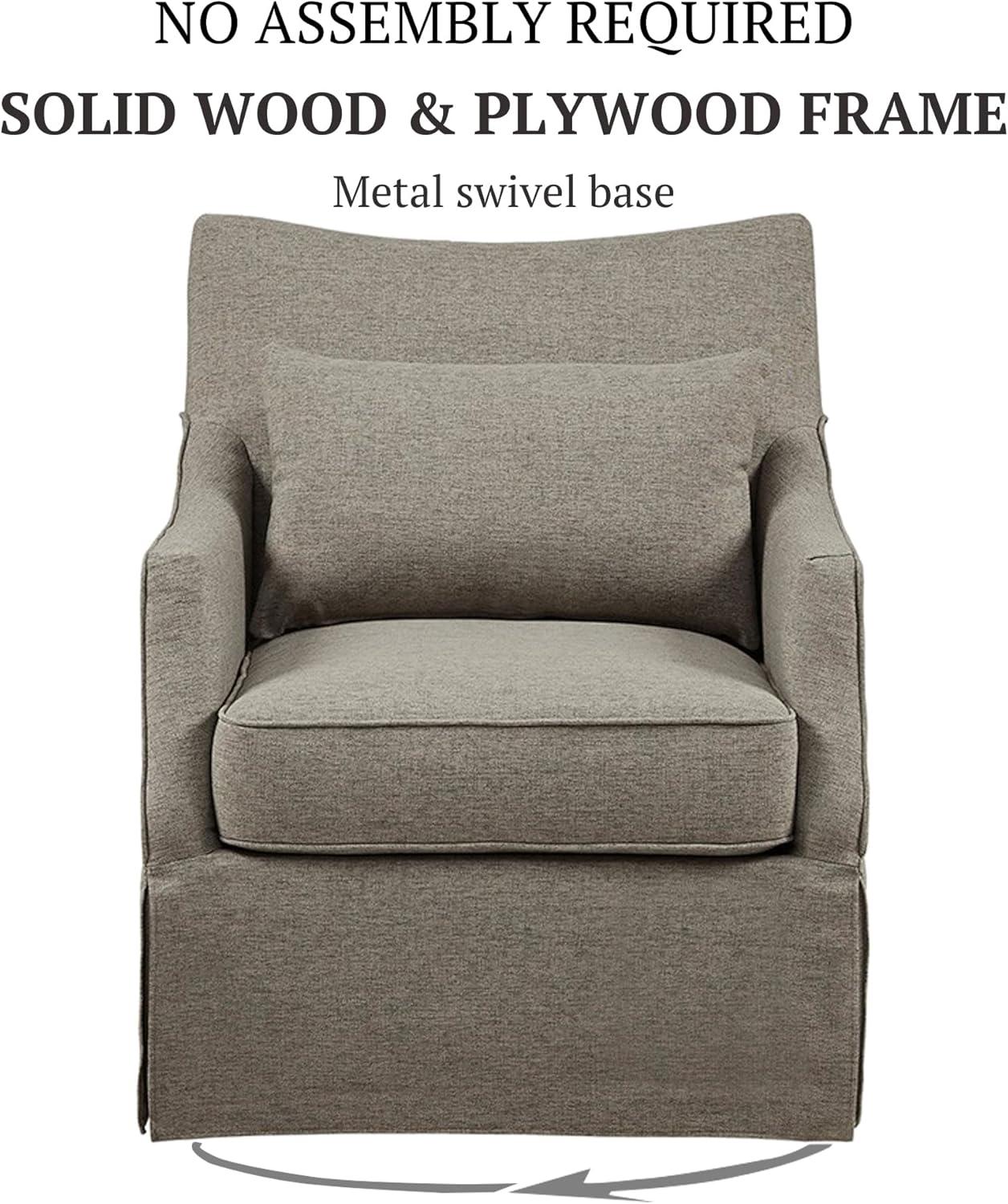 Martha Stewart London Skirted Swivel Chair Tan: Upholstered Polyester, No Assembly Required