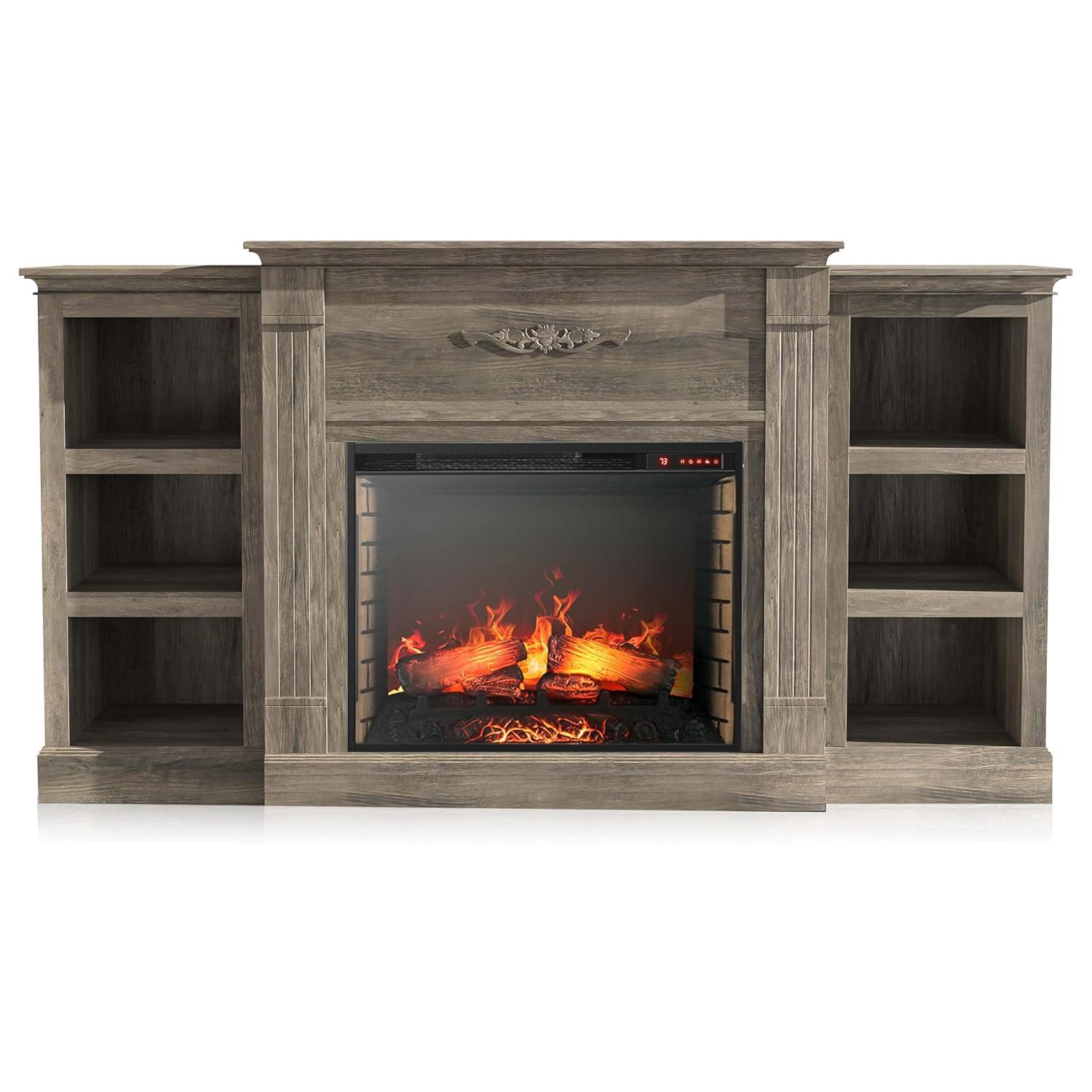 Modern 70" Electric Fireplace  TV Stand with Storage & Remote Control