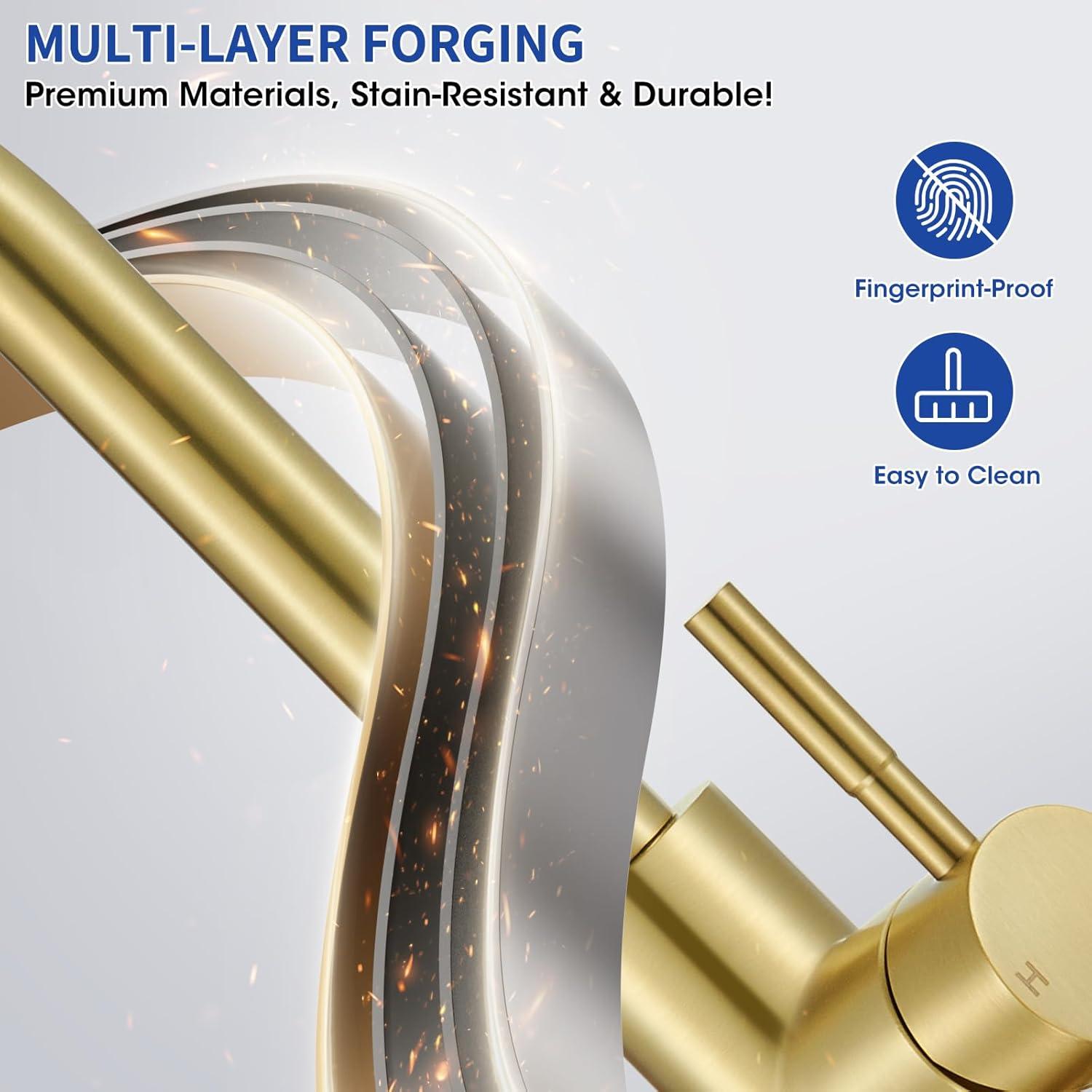 GAGALIFE Single Handle Pull Down Sprayer Kitchen Faucet High Arc Stainless Steel Faucet with 3-Function Sprayer JJL-CL-PT-SDP-G