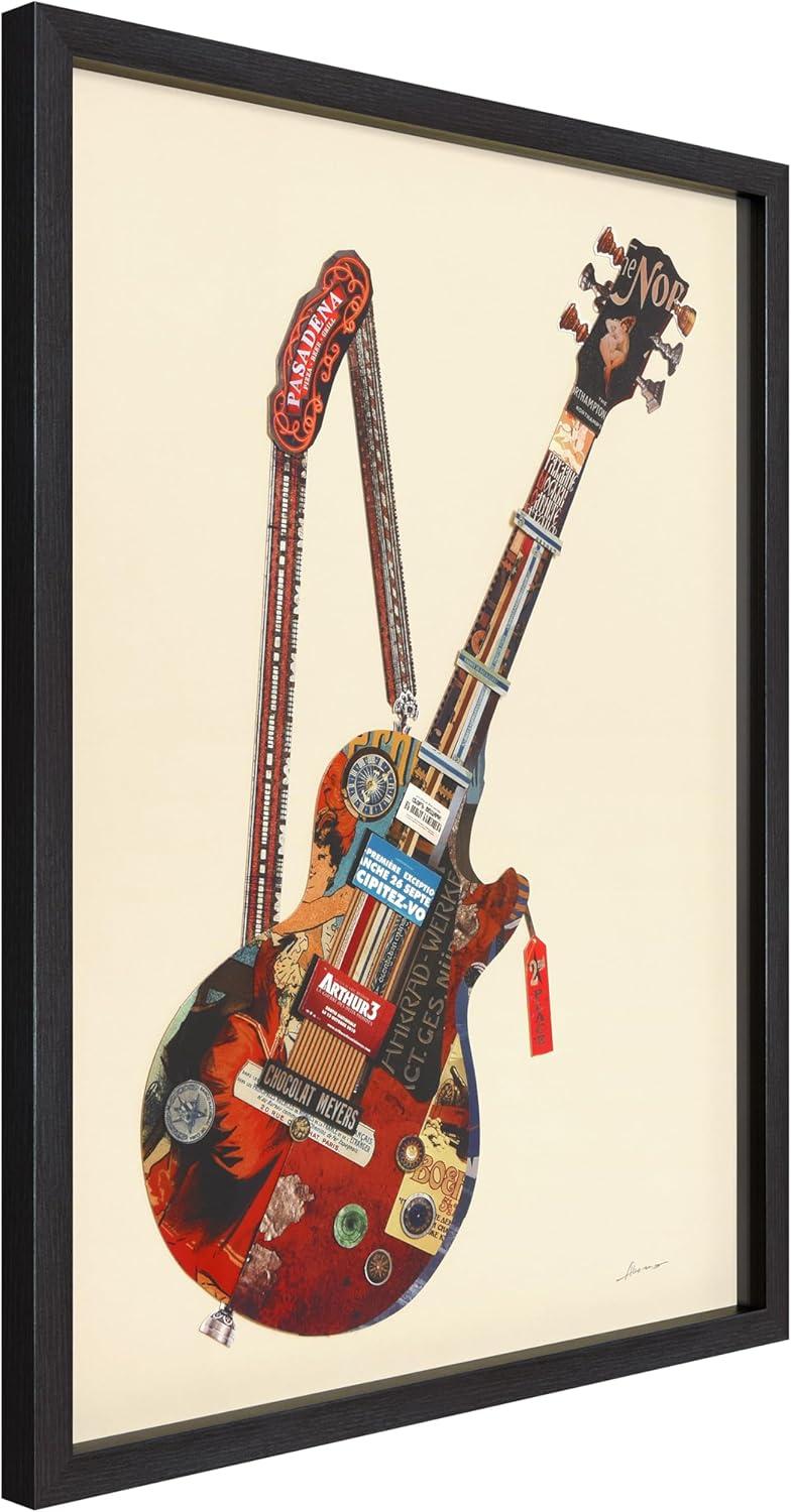 Empire Art Direct Electric Guitar Dimensional Collage Framed Graphic Art Under Glass Wall Art, 25" x 33" x 1.4", Ready to Hang