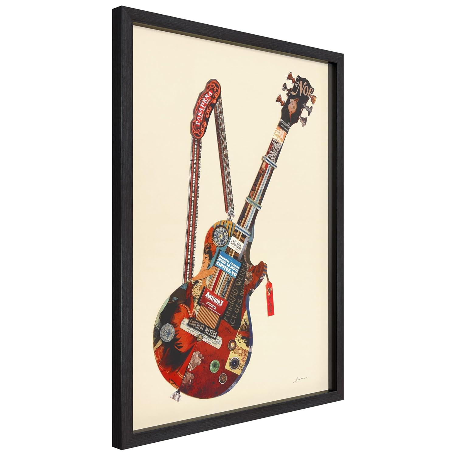 Empire Art Direct Electric Guitar Dimensional Collage Framed Graphic Art Under Glass Wall Art, 25" x 33" x 1.4", Ready to Hang