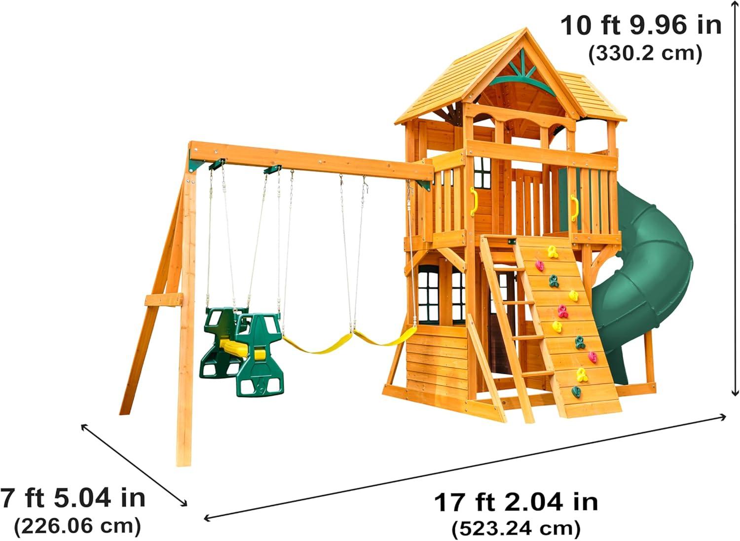 KidKraft KidKraft Boulder Station Wooden Swing Set / Playset with Tube Slide